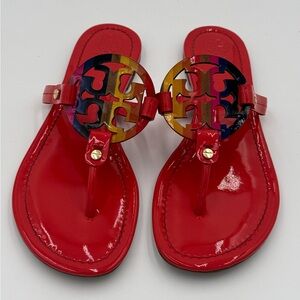 Tory Burch Red Sandals with Colorful Medallion